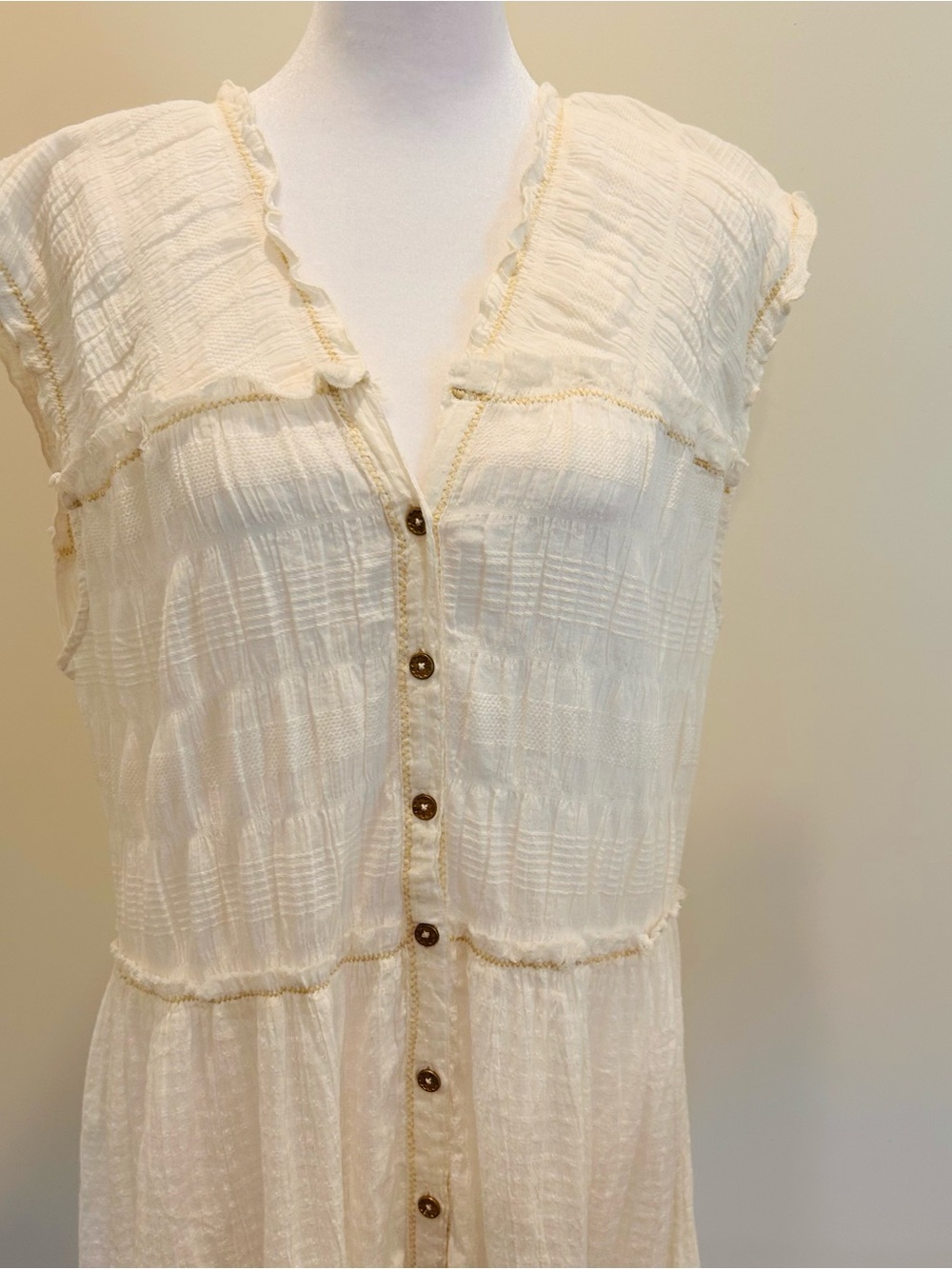 Free People desert dazed midi dress cream button front boho chic NWT XL - Picture 3 of 7